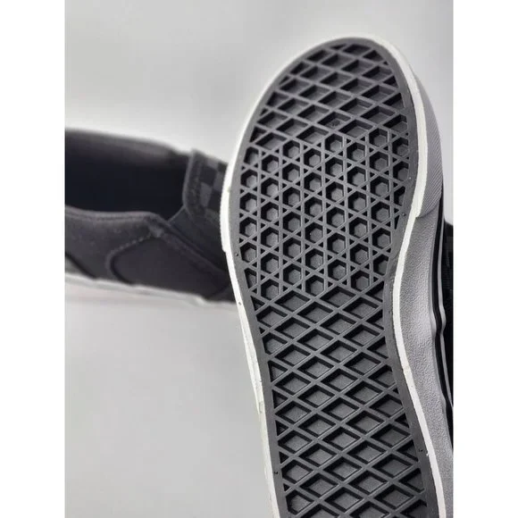 Vans Big Kid's Black Checkerboard Slip-On Sneakers Shoes Size 4 - Picture 6 of 12
